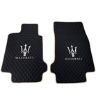 Black Stitched Leather Floor Mats with Logo for Maserati Coupe (2002–2007) | Beige Trim - AutoWin