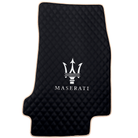 Black Stitched Leather Floor Mats with Logo for Maserati Coupe (2002–2007) | Beige Trim - AutoWin