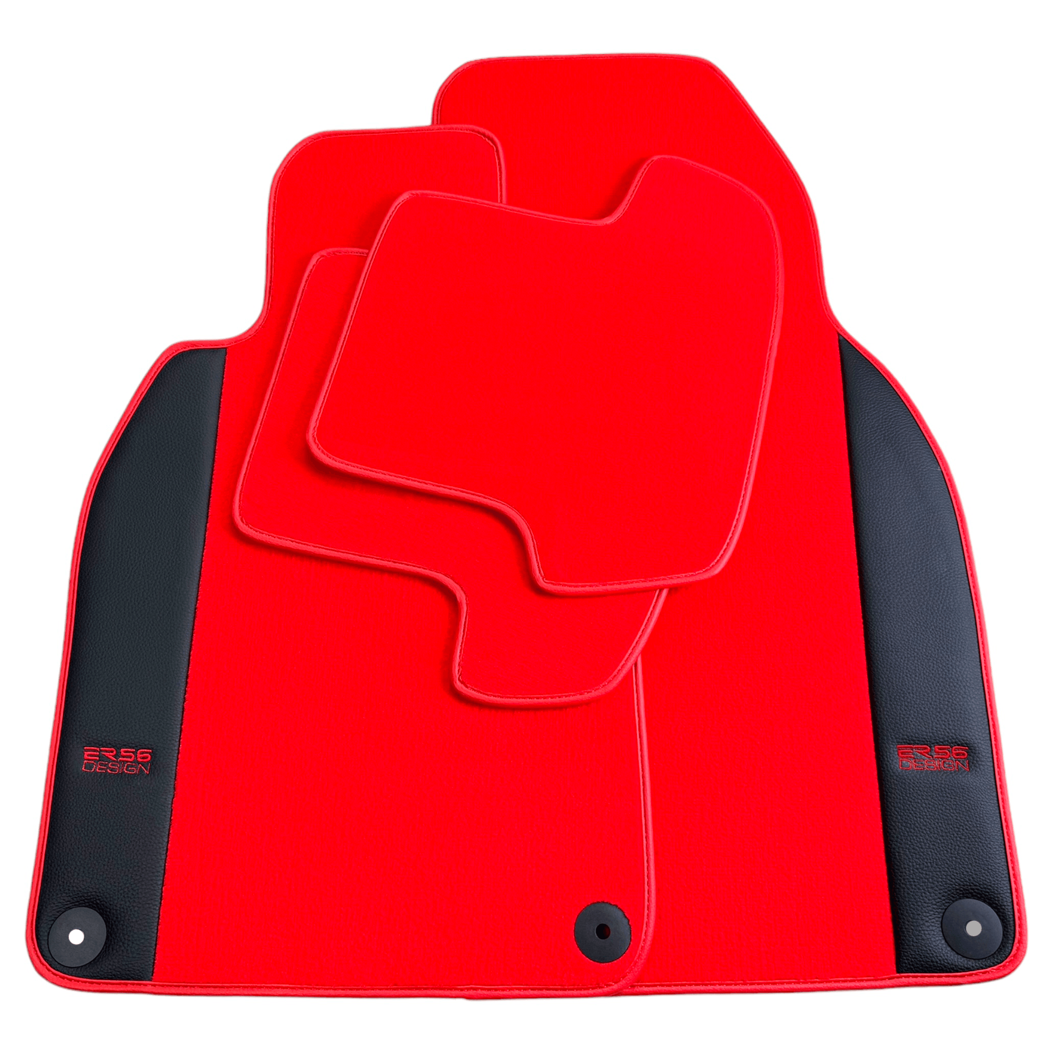 Red Floor Mats for Porsche Cayenne (2018-2023) with Leather - AutoWin