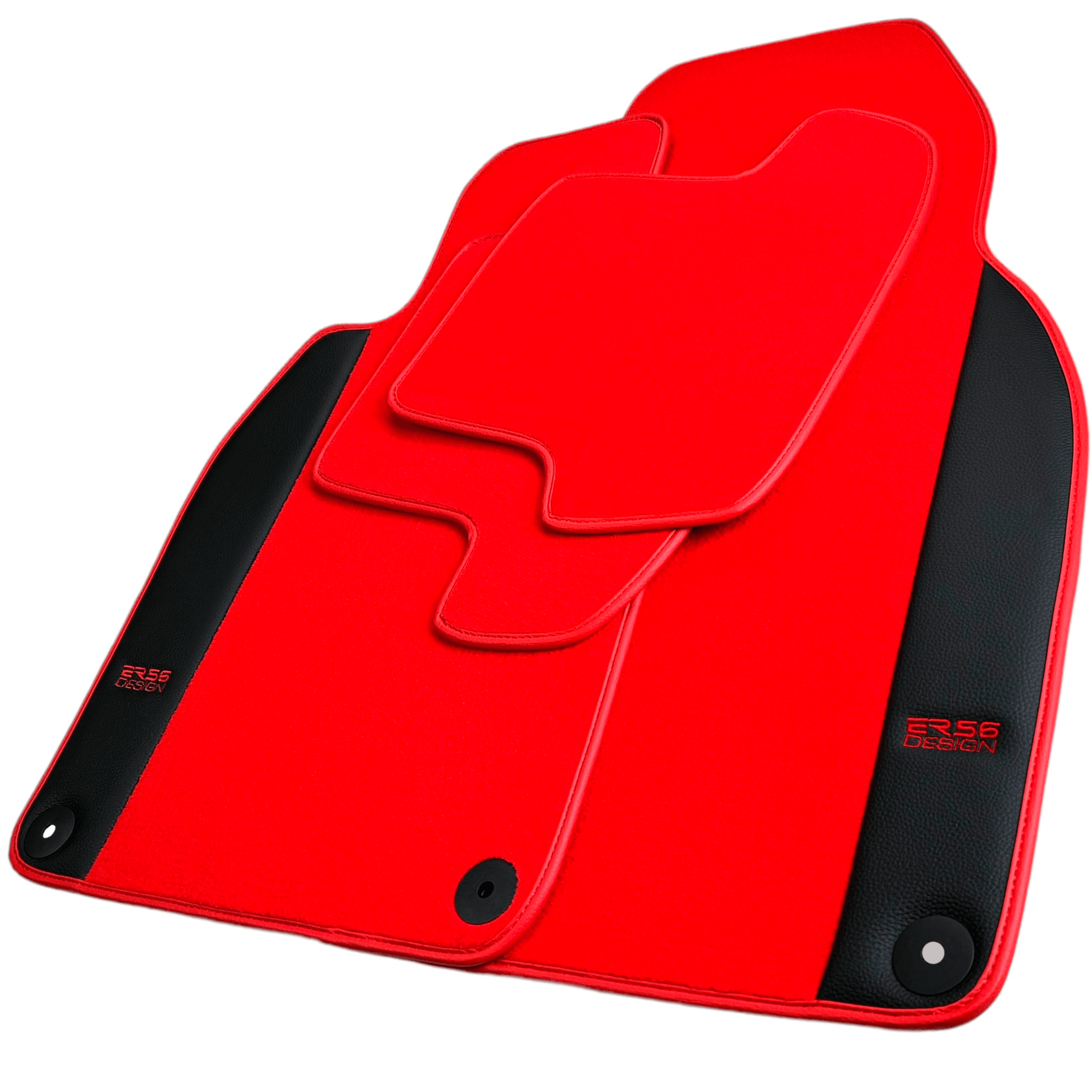 Red Floor Mats for Porsche Cayenne (2018-2023) with Leather - AutoWin