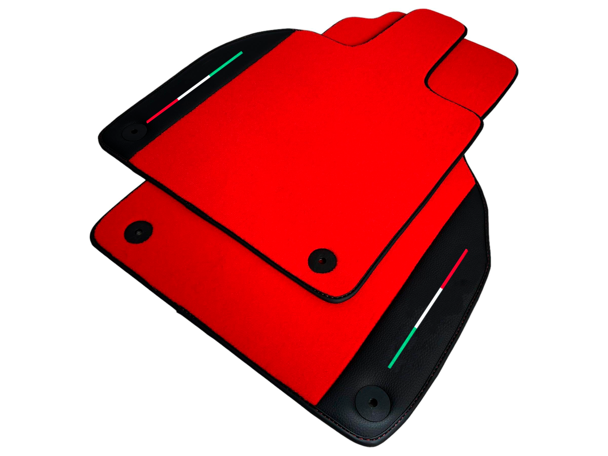 Customizable Red Floor Mats for Lamborghini Aventador With Black Leather - AutoWin