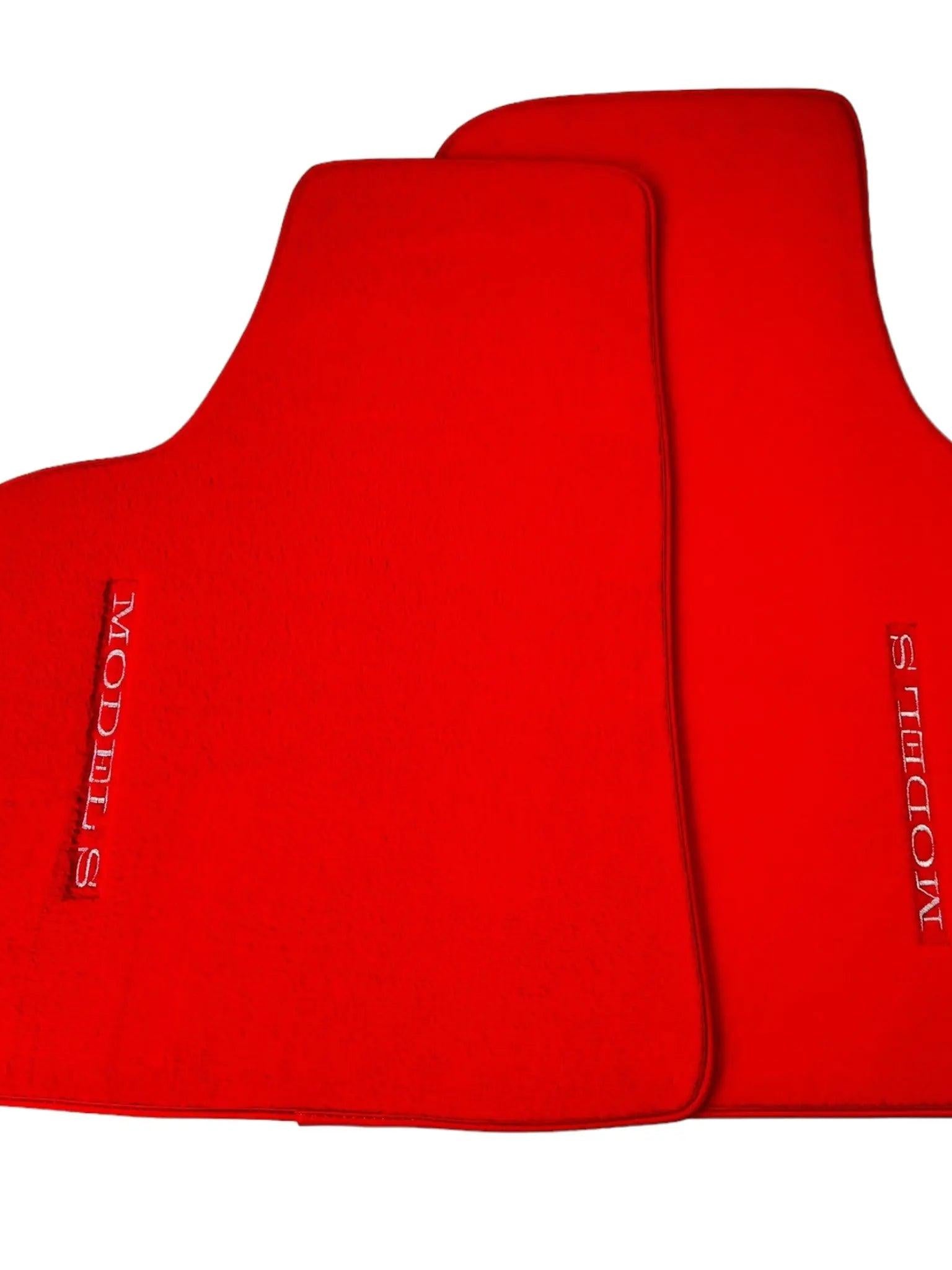 Red Floor Mats For Tesla Model S (2012-2023) with Red Trim