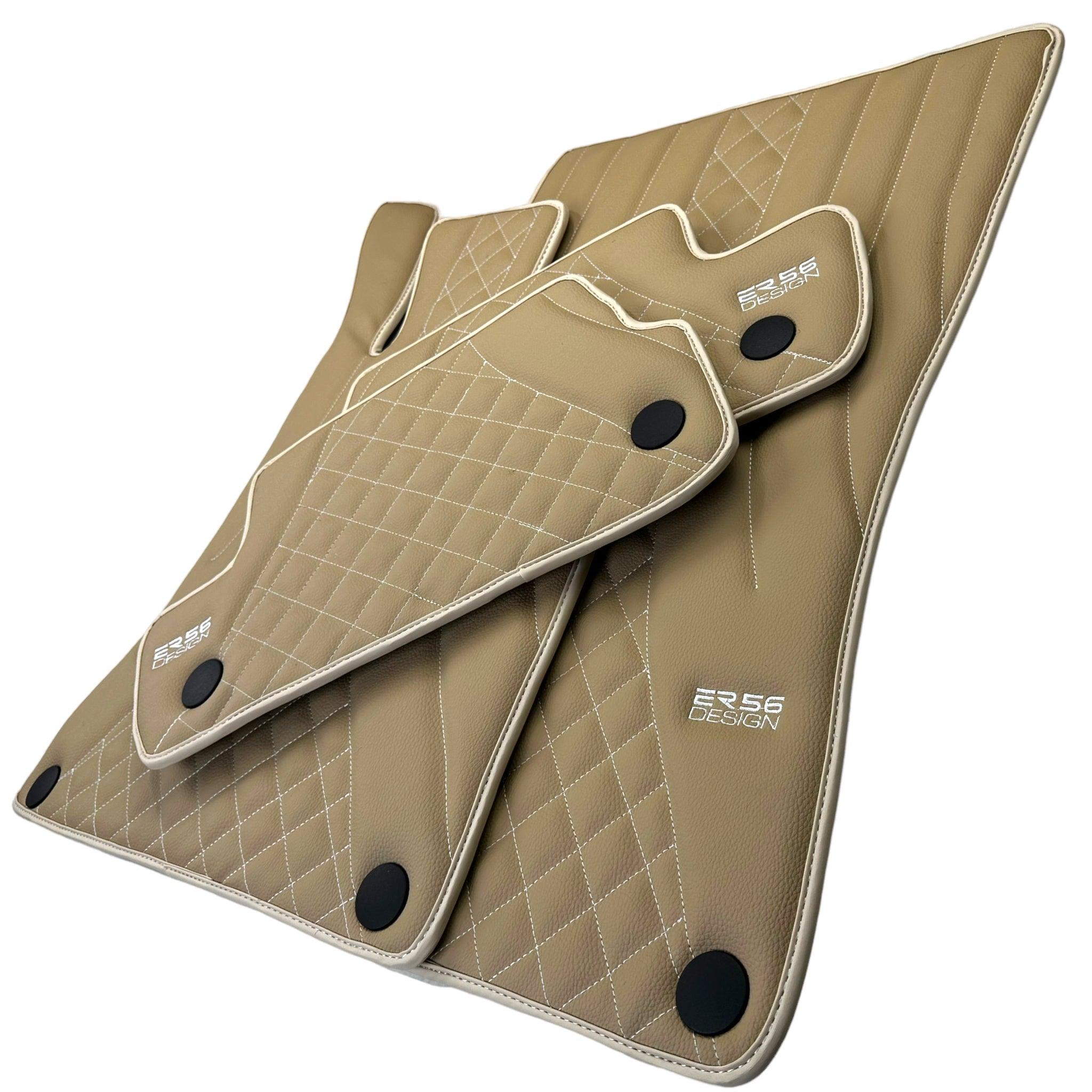 Beige Leather Floor Mats For Mercedes Benz S-Class C126 Coupe (1981-1991)