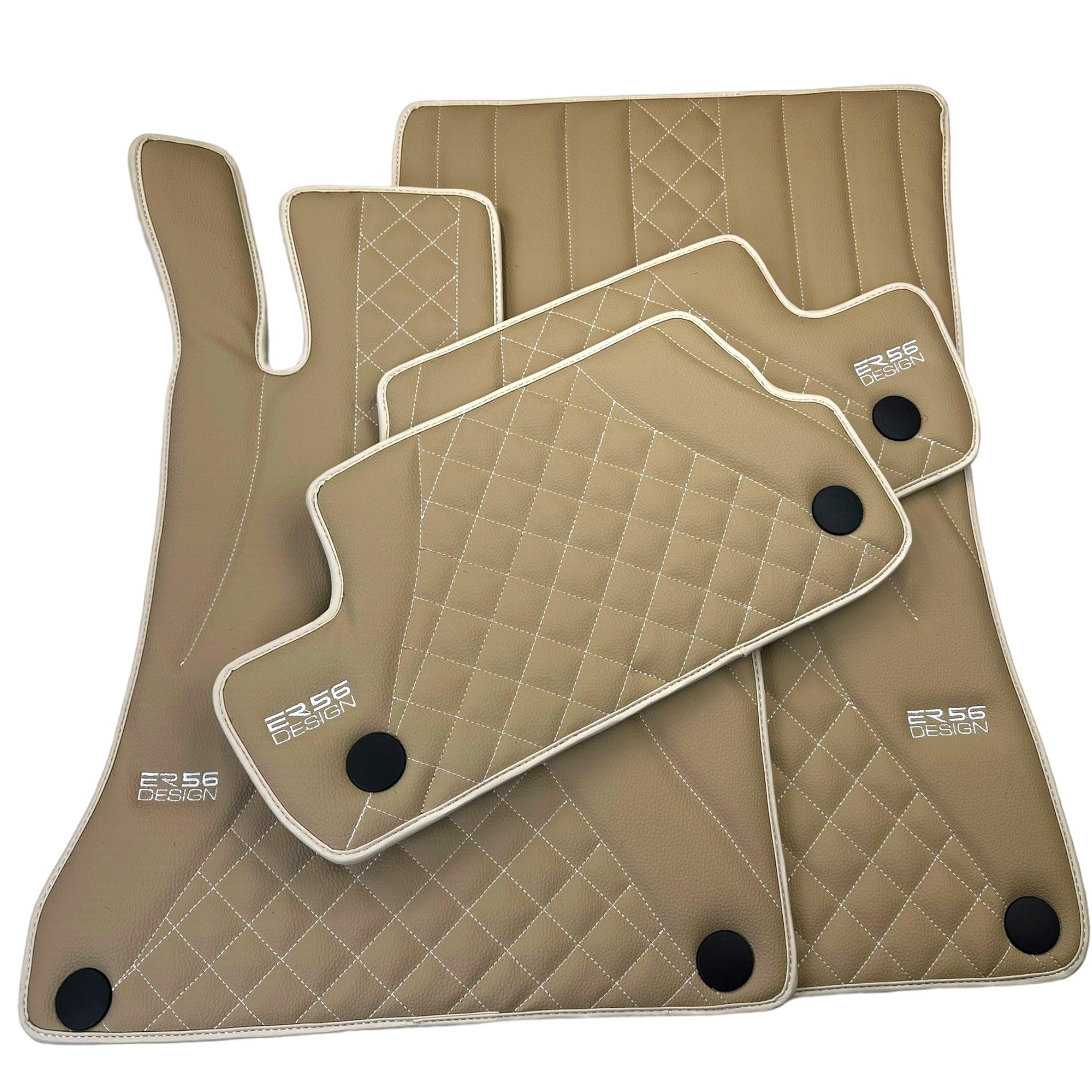 Beige Leather Floor Mats For Mercedes Benz S-Class Z223 Maybach (2021-2023)
