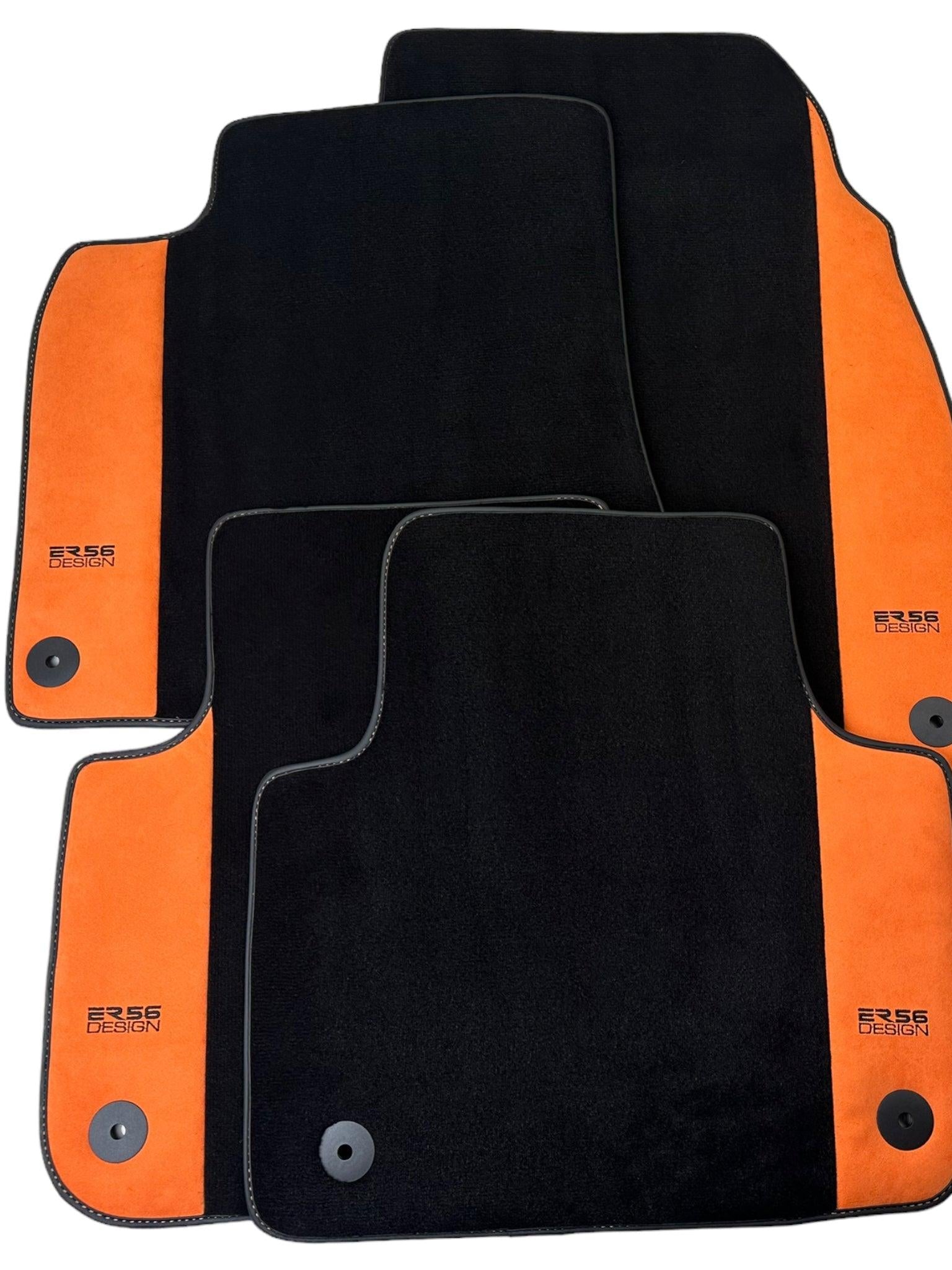 Black Floor Mats for Audi A1 - 5-door Citycarver (2019-2024) Orange Alcantara | ER56 Design