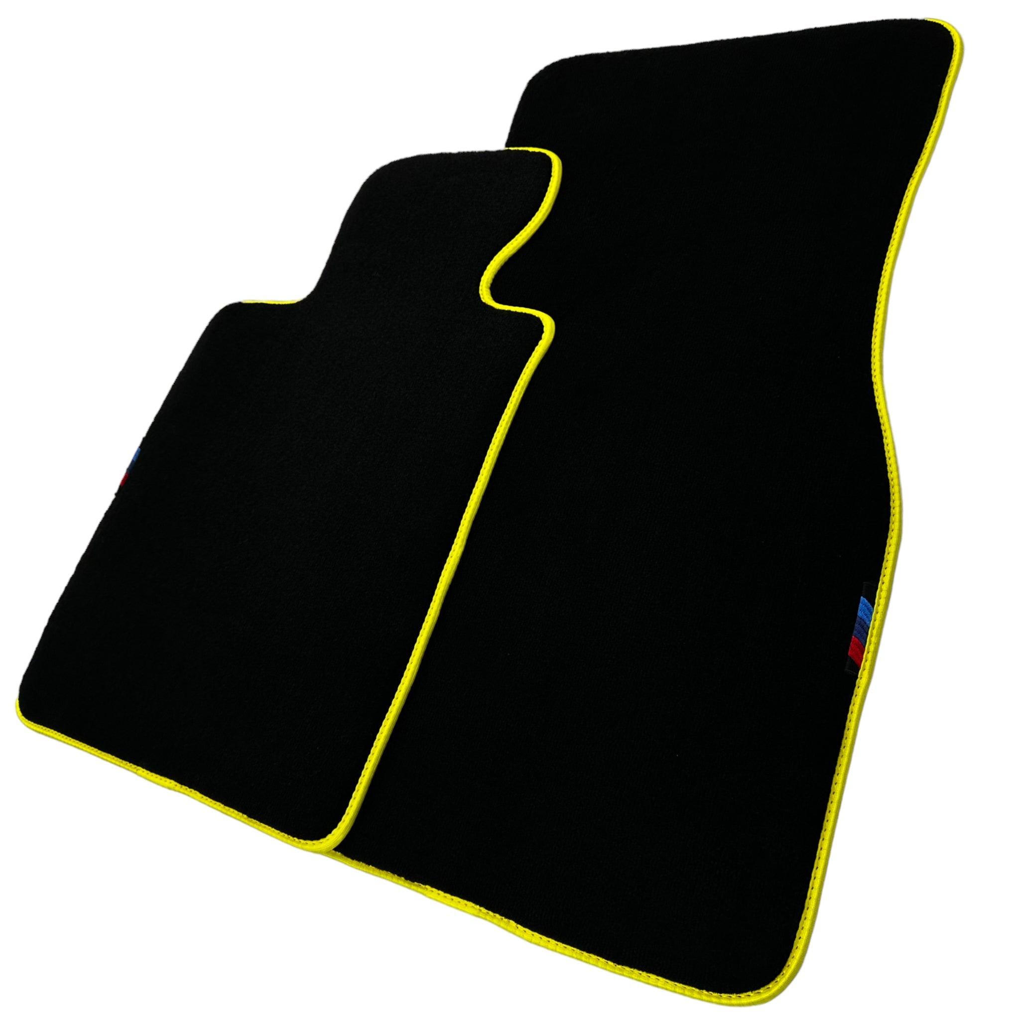 Black Floor Floor Mats For BMW 4 Series F32 | Fighter Jet Edition | Yellow Trim