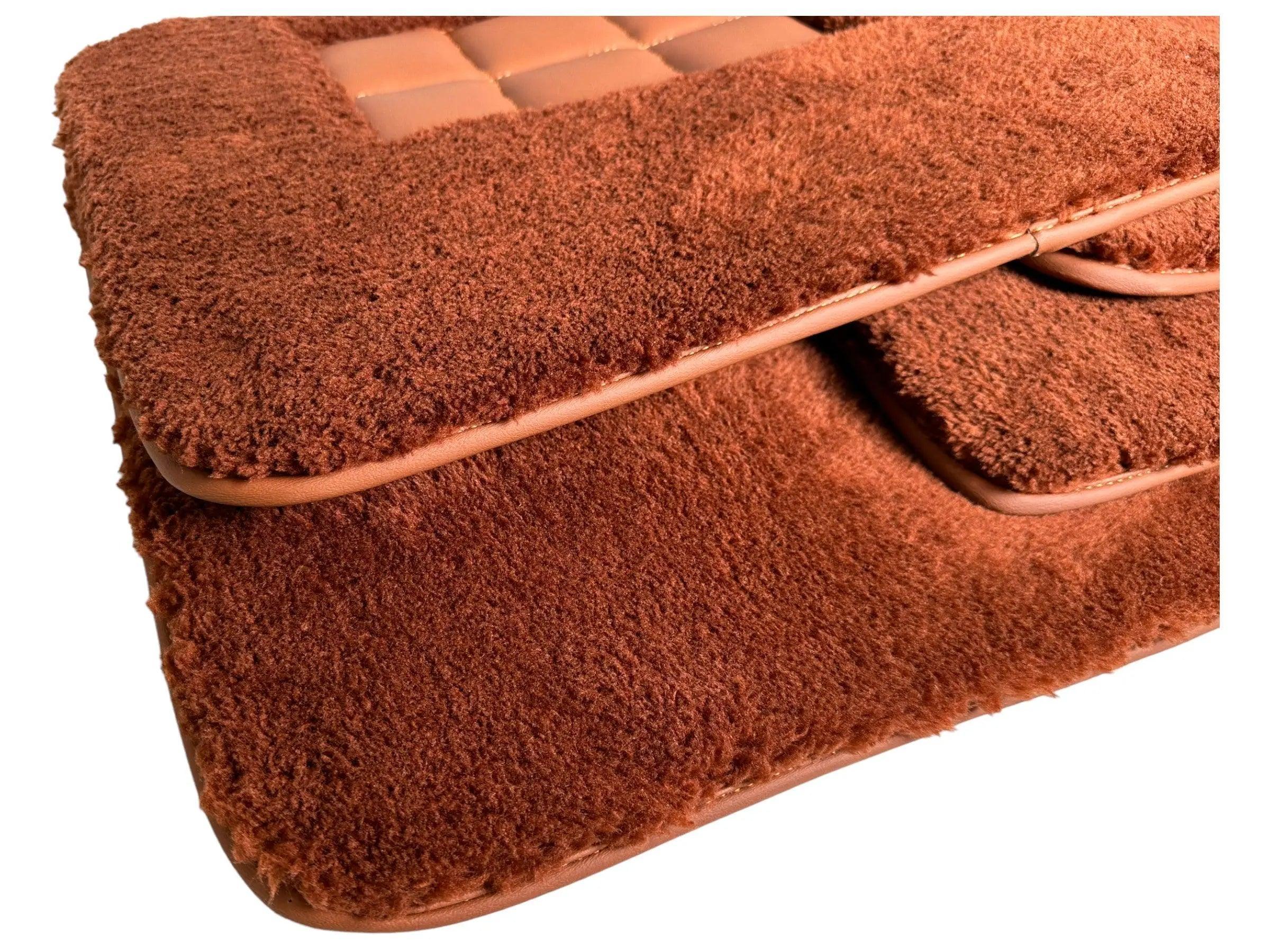 Brown Sheepskin Floor Mats For Bentley Flying Spur (2013-2019) Er56 Design Brand - AutoWin