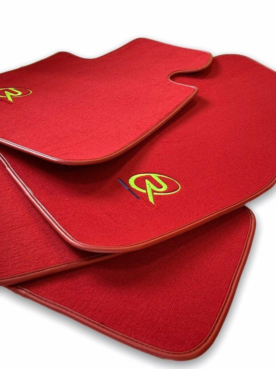 Red Floor Mats For BMW 7 Series E38 ROVBUT Brand Tailored Set Perfect Fit Green SNIP Collection - AutoWin